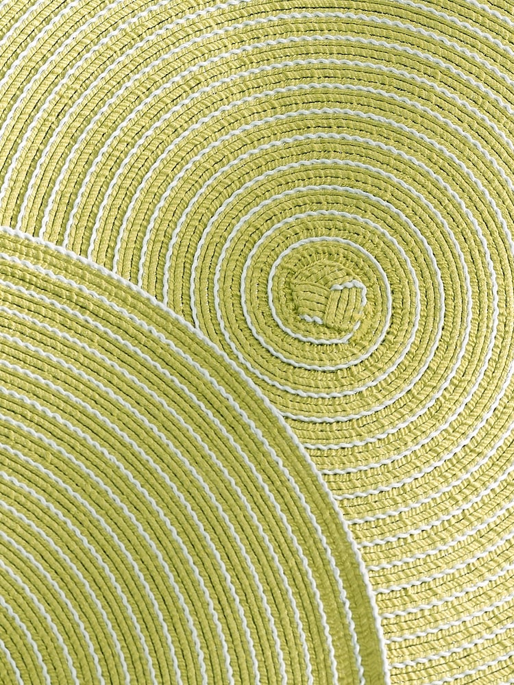 Set of 4 Chartreuse Woven Stripe Placemats - Image 2 of 3