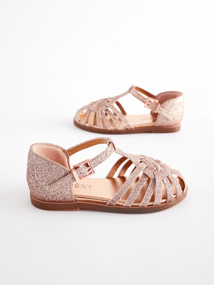 Pink Glitter Fisherman Occasion Sandals - Image 4 of 6