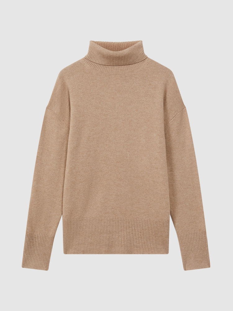 Reiss Camel Alexis Wool Blend Roll Neck Jumper - Image 2 of 6