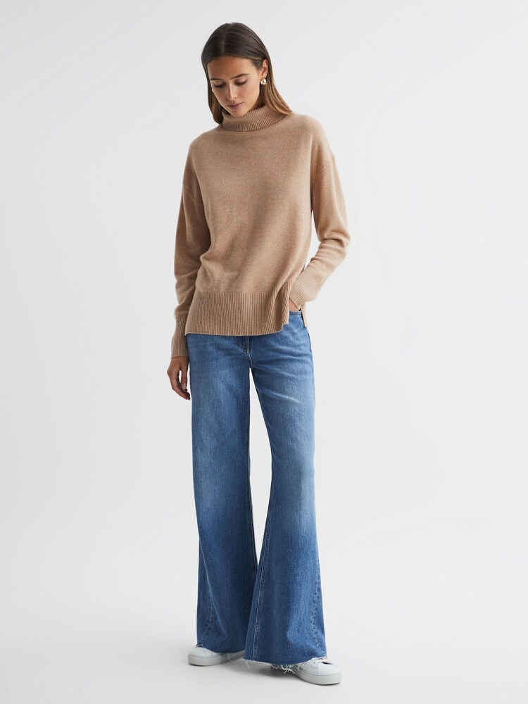 Reiss Camel Alexis Wool Blend Roll Neck Jumper - Image 3 of 6