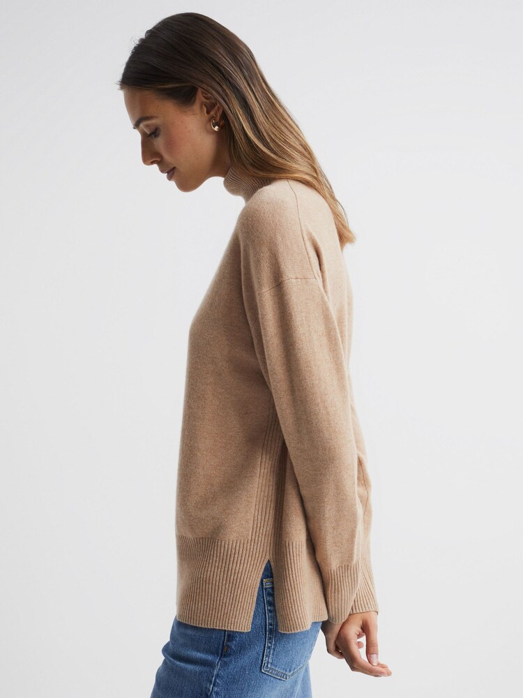 Reiss Camel Alexis Wool Blend Roll Neck Jumper - Image 5 of 6