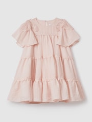 Reiss Pink Leonie 4-9 yrs Tiered Embroidered Dress - Image 2 of 6