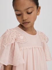 Reiss Pink Leonie 4-9 yrs Tiered Embroidered Dress - Image 4 of 6