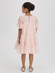 Reiss Pink Leonie 4-9 yrs Tiered Embroidered Dress - Image 5 of 6