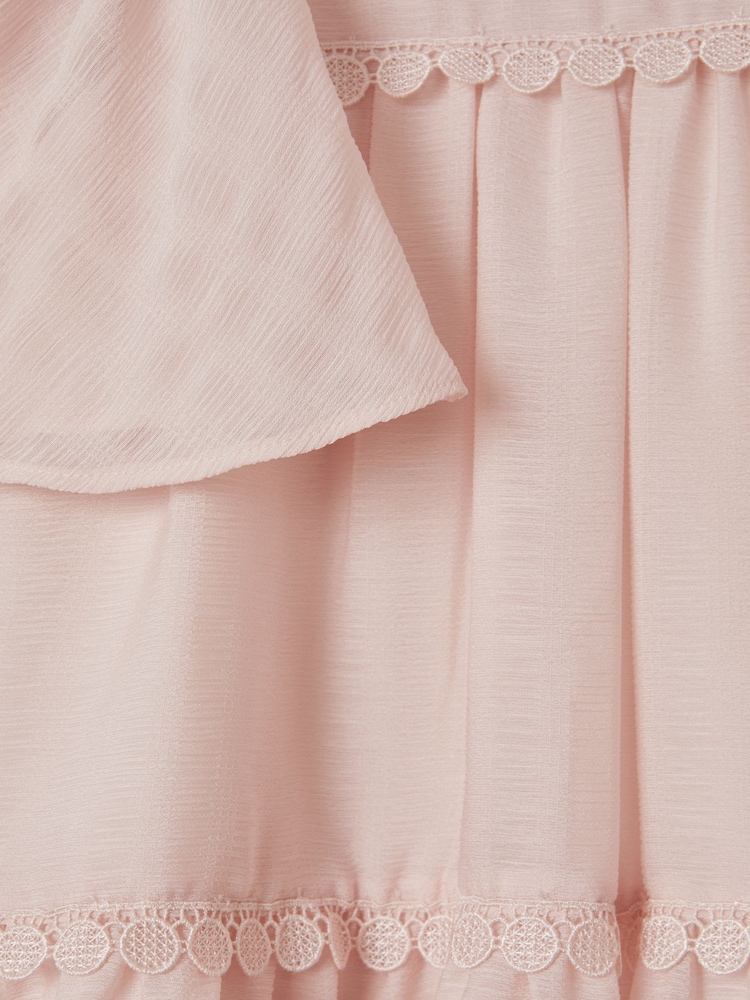 Reiss Pink Leonie 4-9 yrs Tiered Embroidered Dress - Image 6 of 6