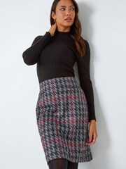 Roman Red Houndstooth Check Stretch Pencil Skirt - Image 1 of 5