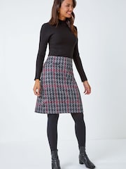 Roman Red Houndstooth Check Stretch Pencil Skirt - Image 2 of 5