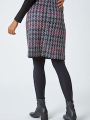 Roman Red Houndstooth Check Stretch Pencil Skirt - Image 3 of 5