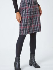 Roman Red Houndstooth Check Stretch Pencil Skirt - Image 4 of 5