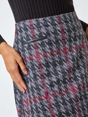 Roman Red Houndstooth Check Stretch Pencil Skirt - Image 5 of 5