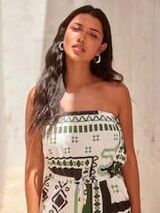 White/Green Bandeau Midi Dress - Image 5 of 7