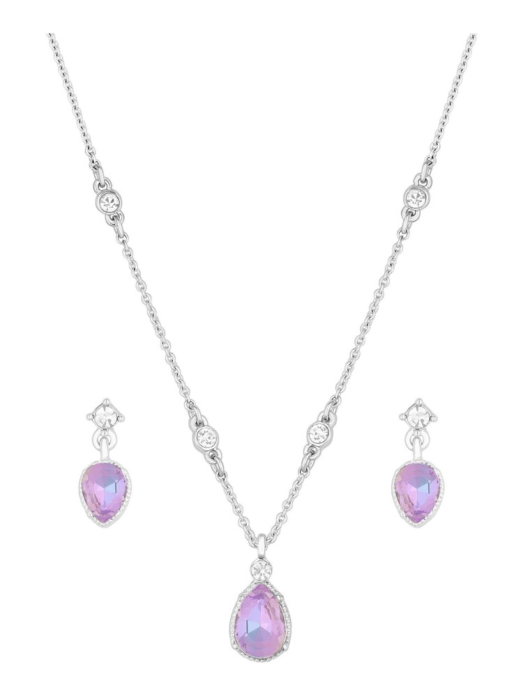 Mood Silver Aurora Borealis Pear Drop Pendant Necklace And Earring Gift Boxed Set - Image 2 of 4