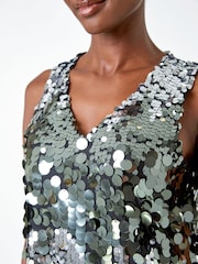 Roman Metallic Sleeveless Sequin Swing Dress - Image 5 of 5