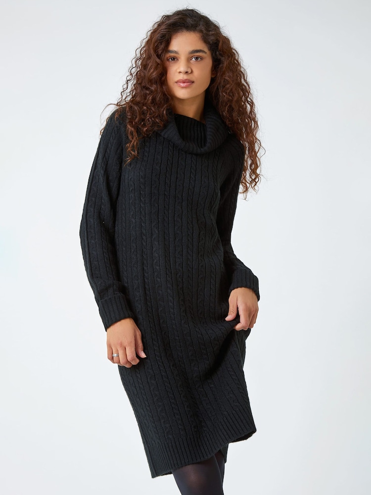 Roman Black Roll Neck Knitted Jumper Dress - Image 1 of 5