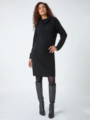 Roman Black Roll Neck Knitted Jumper Dress - Image 3 of 5