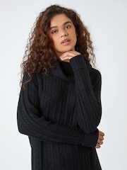 Roman Black Roll Neck Knitted Jumper Dress - Image 4 of 5