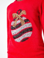 Roman Red Sequin Bauble Christmas Jumper - Image 5 of 5