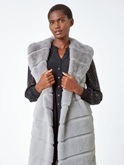 Roman Grey Faux Fur Longline Gilet - Image 1 of 5