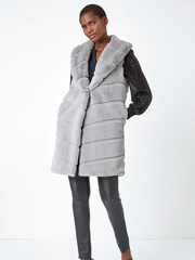 Roman Grey Faux Fur Longline Gilet - Image 3 of 5