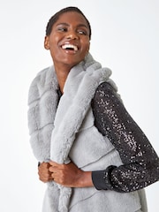 Roman Grey Faux Fur Longline Gilet - Image 4 of 5