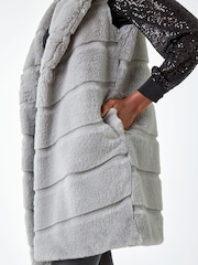 Roman Grey Faux Fur Longline Gilet - Image 5 of 5