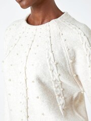 Roman Natural Pearl Embellished Cable Knit Jumper - Image 5 of 5