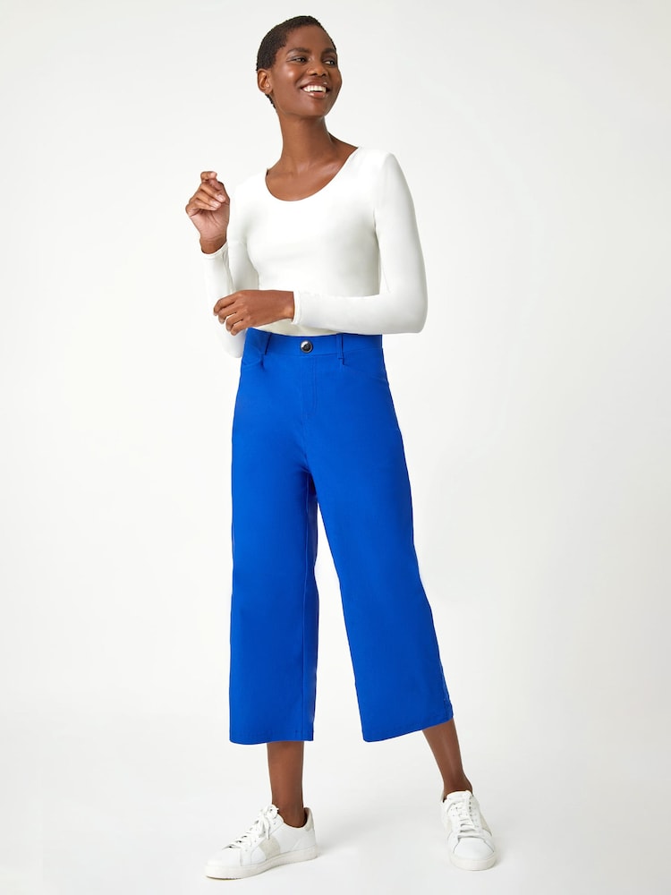 Roman Blue Cropped Stretch Culottes - Image 3 of 5