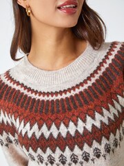 Roman Brown Soft Knit Fairisle Pattern Jumper Dress - Image 5 of 5