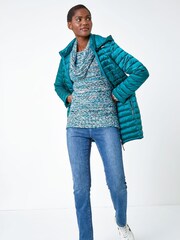 Roman Blue Cowl Neck Tape Yarn Jumper - Image 2 of 5