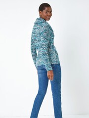 Roman Blue Cowl Neck Tape Yarn Jumper - Image 3 of 5