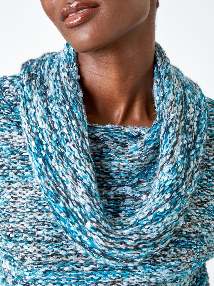 Roman Blue Cowl Neck Tape Yarn Jumper - Image 5 of 5