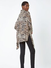 Roman Brown Animal Print Asymmetric Stretch Top - Image 3 of 5
