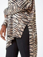 Roman Brown Animal Print Asymmetric Stretch Top - Image 5 of 5