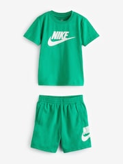 Nike Green Little Kids Club T-Shirt and Shorts Set - Image 2 of 7