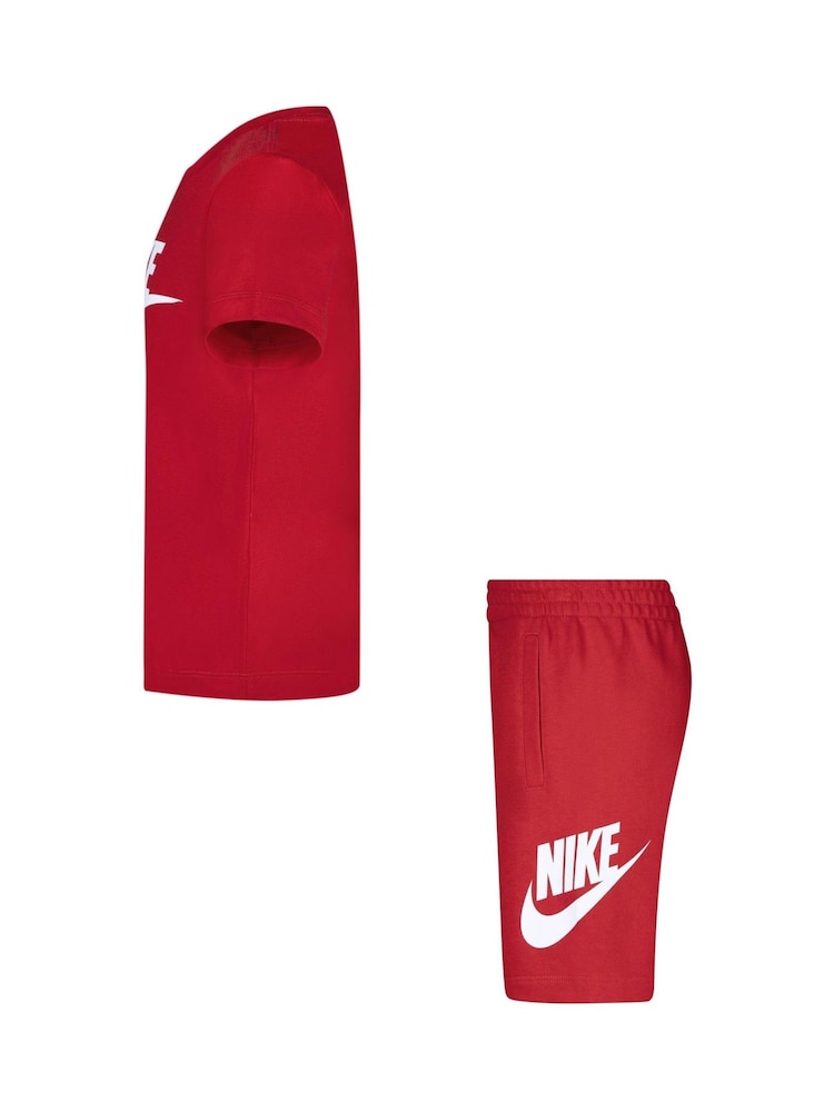Nike Red Little Kids Club T-Shirt and Shorts Set - Image 4 of 7