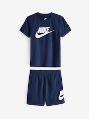 Nike Navy Little Kids Club T-Shirt and Shorts Set - Image 2 of 5
