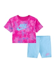 Детский комплект из футболки и шорт с принтом тай-дай Nike - Image 1 of 4