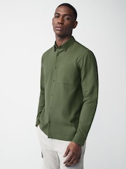 Green 100% Cotton Textured Waffle Long Sleeve Shirt - Image 4 of 9