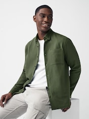 Green 100% Cotton Textured Waffle Long Sleeve Shirt - Image 5 of 9