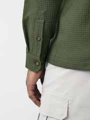 Green 100% Cotton Textured Waffle Long Sleeve Shirt - Image 6 of 9