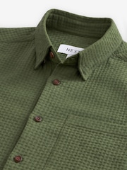 Green 100% Cotton Textured Waffle Long Sleeve Shirt - Image 8 of 9