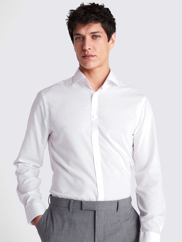 MOSS White Slim Fit Poplin Zero Iron 100% Cotton Shirt - Image 1 of 4