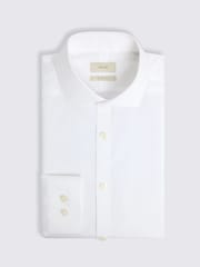 MOSS White Slim Fit Poplin Zero Iron 100% Cotton Shirt - Image 4 of 4