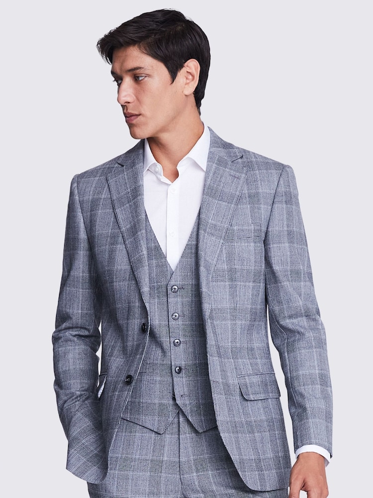 MOSS Grey Tailored Fit Check Jacket - Image 1 of 7
