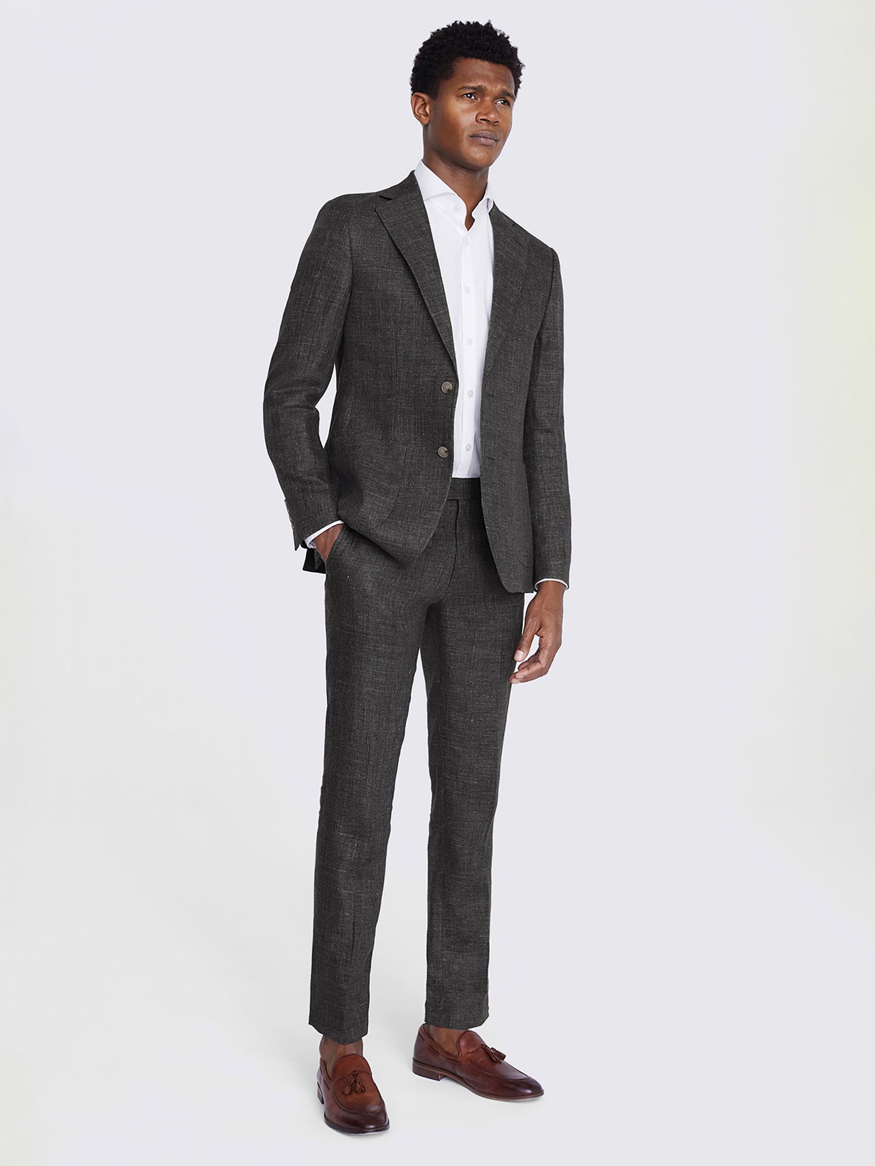 Buy MOSS Grey Tailored Fit Linen Suit Jacket from the Next UK