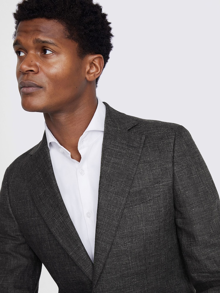 Зеленый хаки - Строгий стиль - MOSS Linen Jacket - Изображение 5 из 5