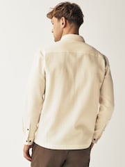 Ecru Cream 100% Cotton Textured Waffle Long Sleeve Shirt - Image 4 of 8