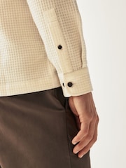 Ecru Cream 100% Cotton Textured Waffle Long Sleeve Shirt - Image 5 of 8