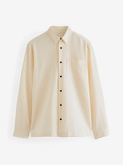 Ecru Cream 100% Cotton Textured Waffle Long Sleeve Shirt - Image 6 of 8