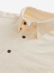 Ecru Cream 100% Cotton Textured Waffle Long Sleeve Shirt - Image 7 of 8